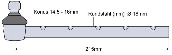 Kugelgelenk mit 3 Kerben, Konus: 14,4/16,2 mm, Länge: 212 mm für Fendt GT231