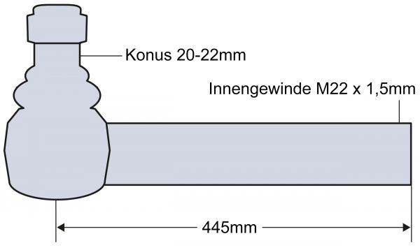 Spurstangenrohr mit Kugelgelenk für Fendt GT 231 345 350 360 370 380, L: 445 mm