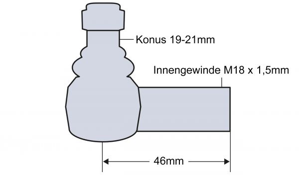 Kugelgelenk, Konus: 19/21 mm für Deutz AgroCompact 3.30 3.50 3.70 3.90, DX 3.30