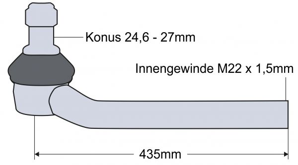 Kugelgelenk, Links, Konus: 24,6/27 mm, Länge: 439 mm für Fendt Xylon 520 522 524