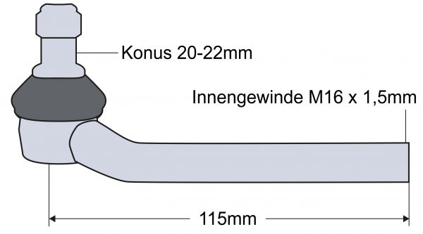 Kugelgelenk, Links, Konus: 20/22 mm für Deutz AgroCompact, AgroPlus S100-430V